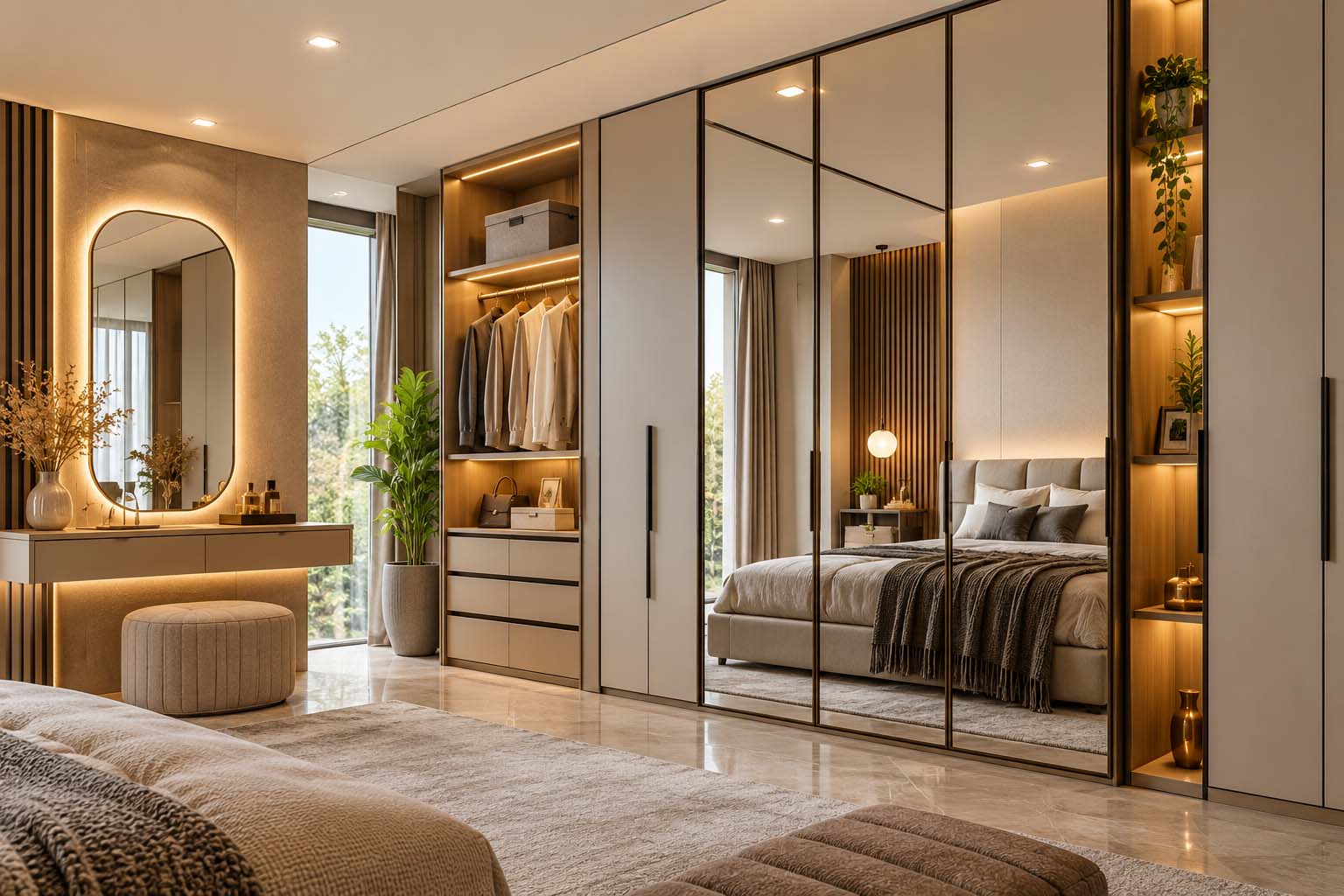 Modern mirror wardrobe design