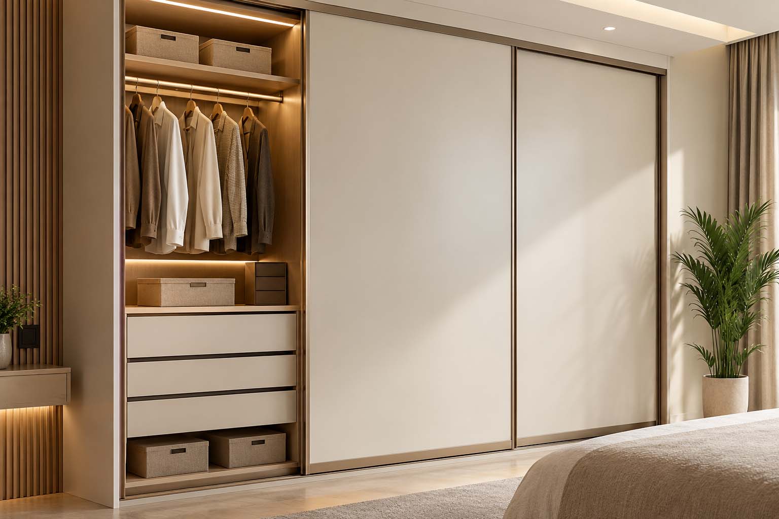 sliding wardrobe with custom storage
